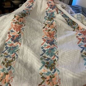 Floral Embroidered White Textile fabric
